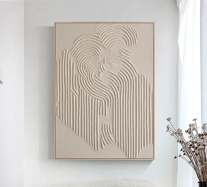 A wabi-sabi-inspired artwork featuring earthy brown and sandy beige tones