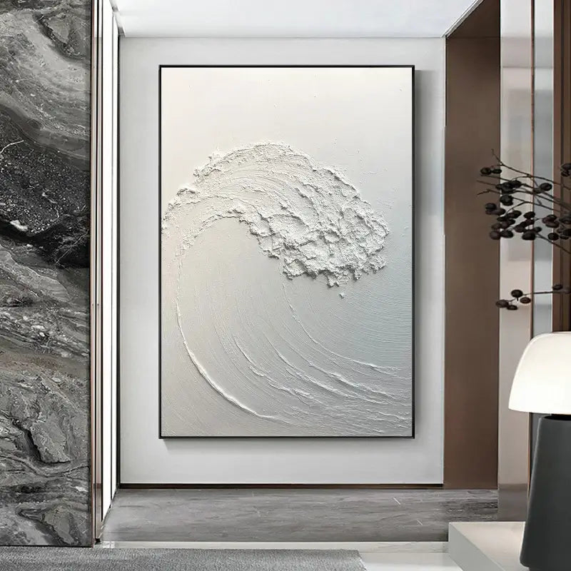 White Minimalist Textured Painting Canvas #MM039