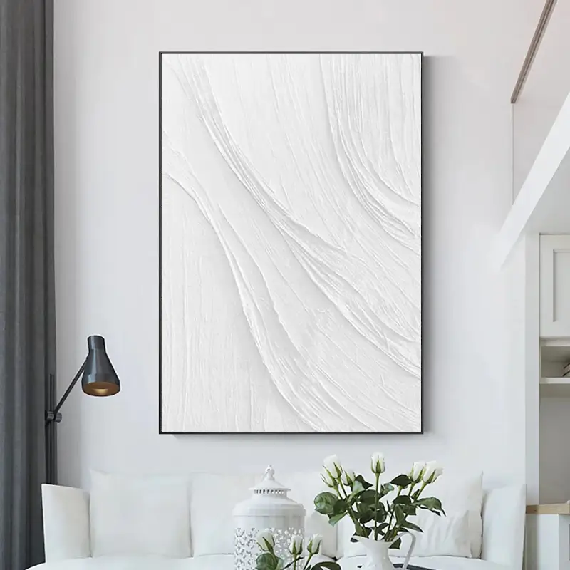 White Minimalist Textured Painting Canvas #MM041