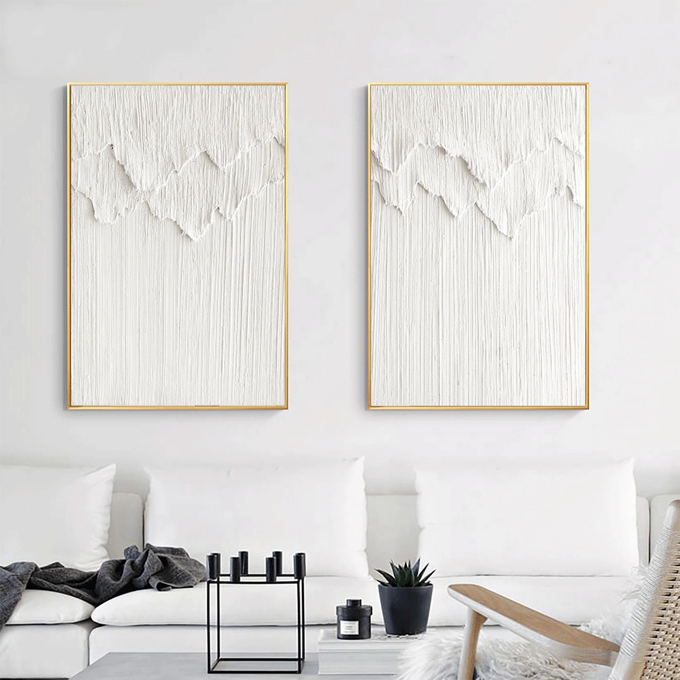 Plaster Art Minimalist Textured Paintings Set of 2 #MM064