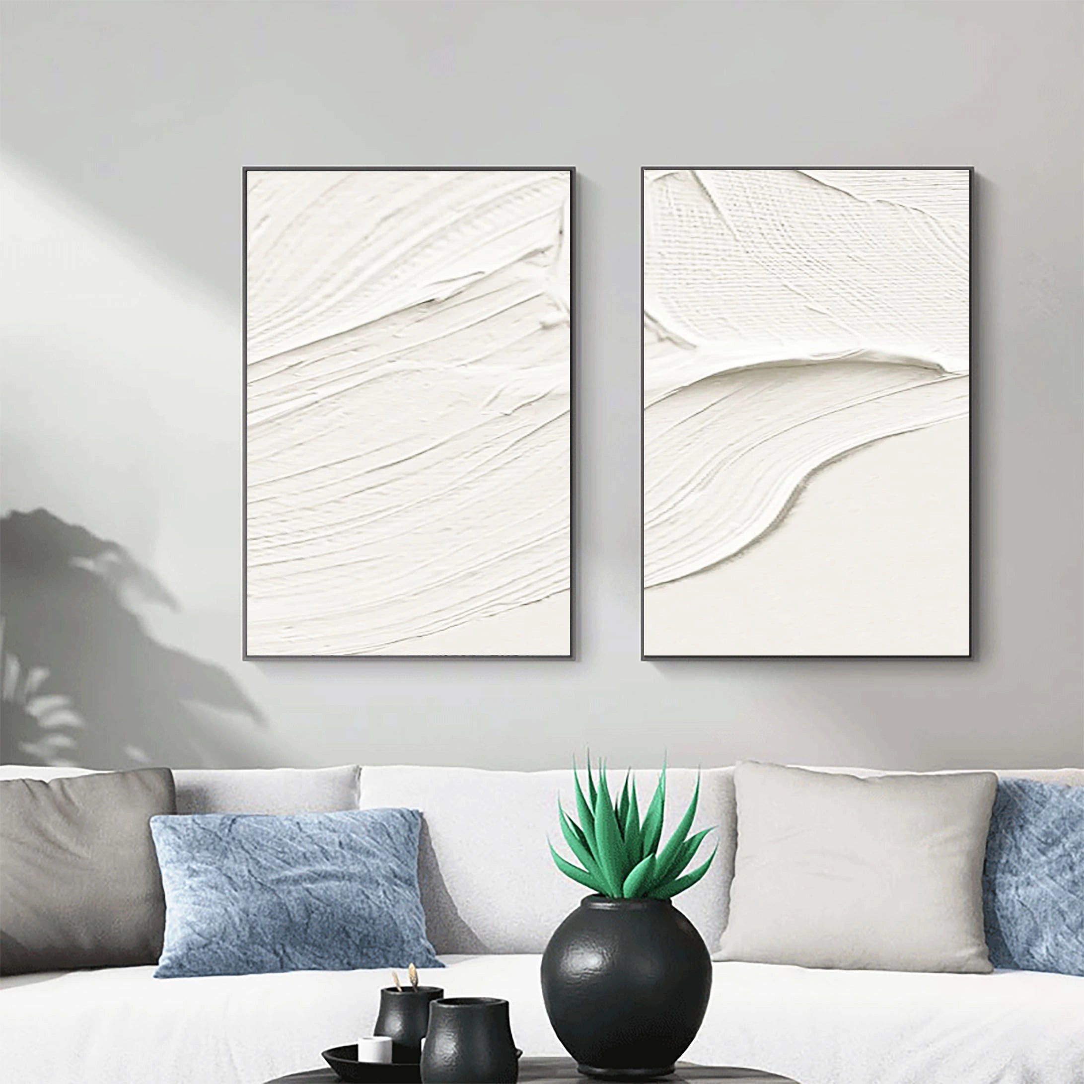 Plaster Art Minimalist Textured Paintings Set of 2 #MM053