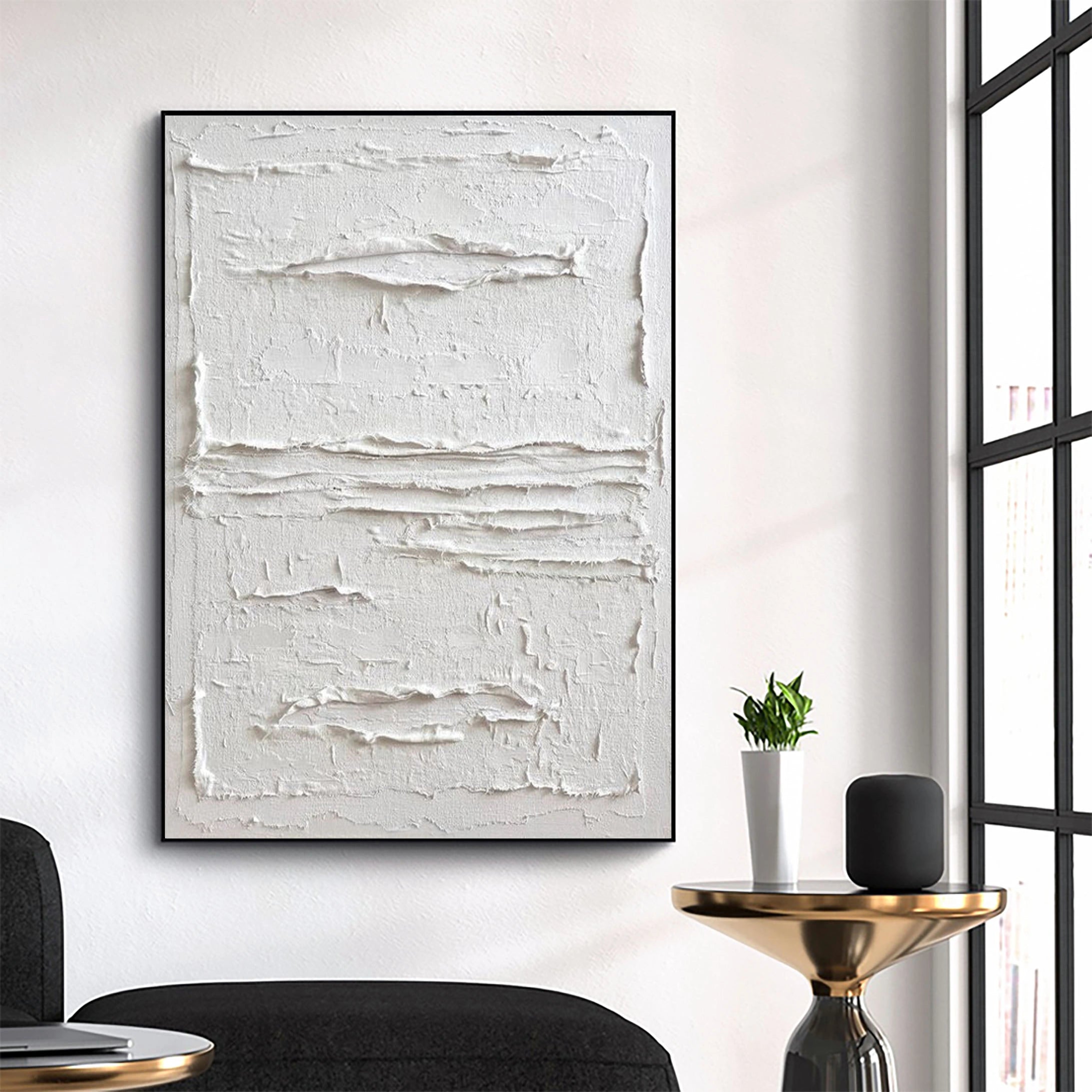White Minimalist Textured Painting Canvas #MM024