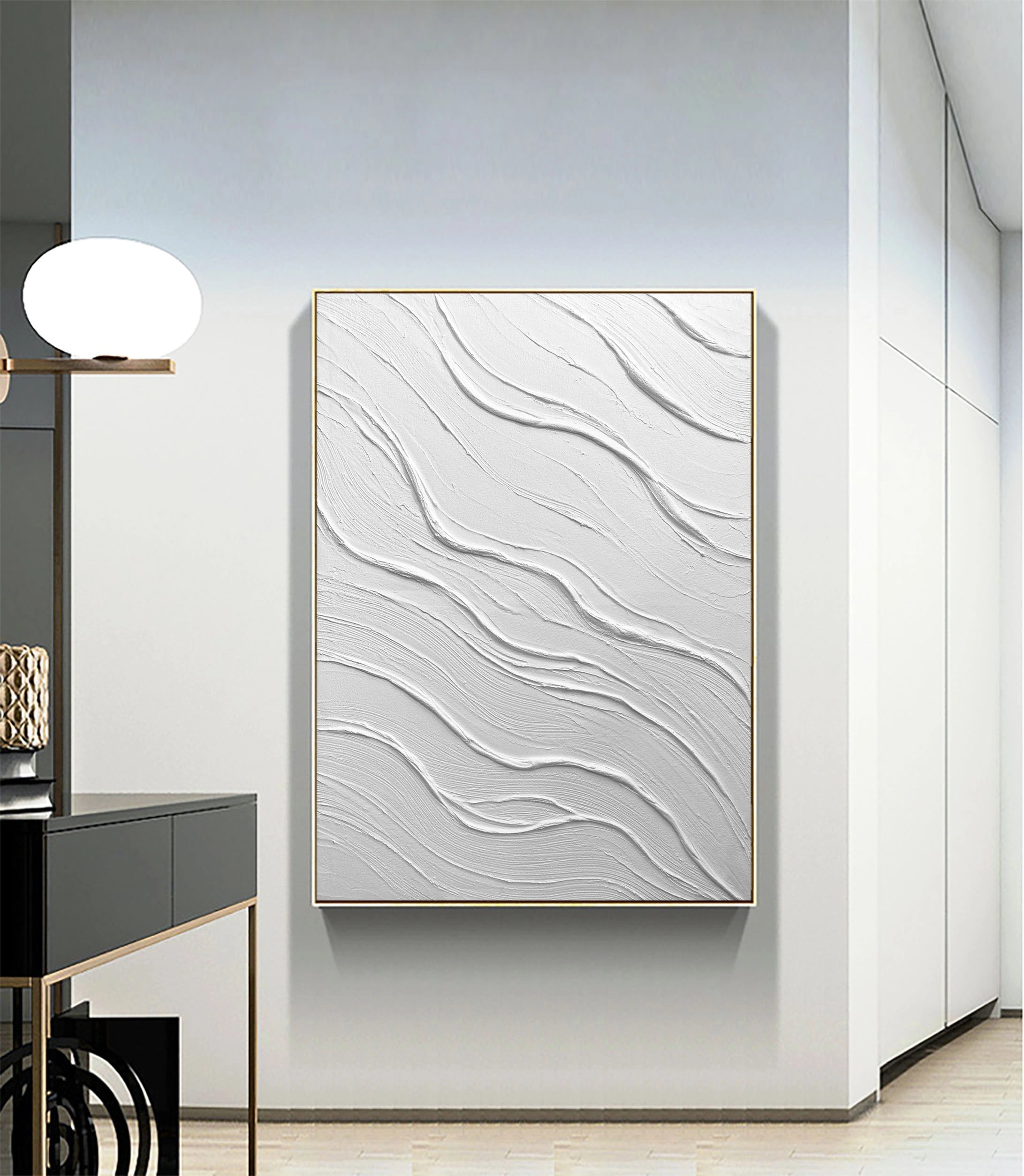 White Minimalist Textured Painting Canvas #MM015