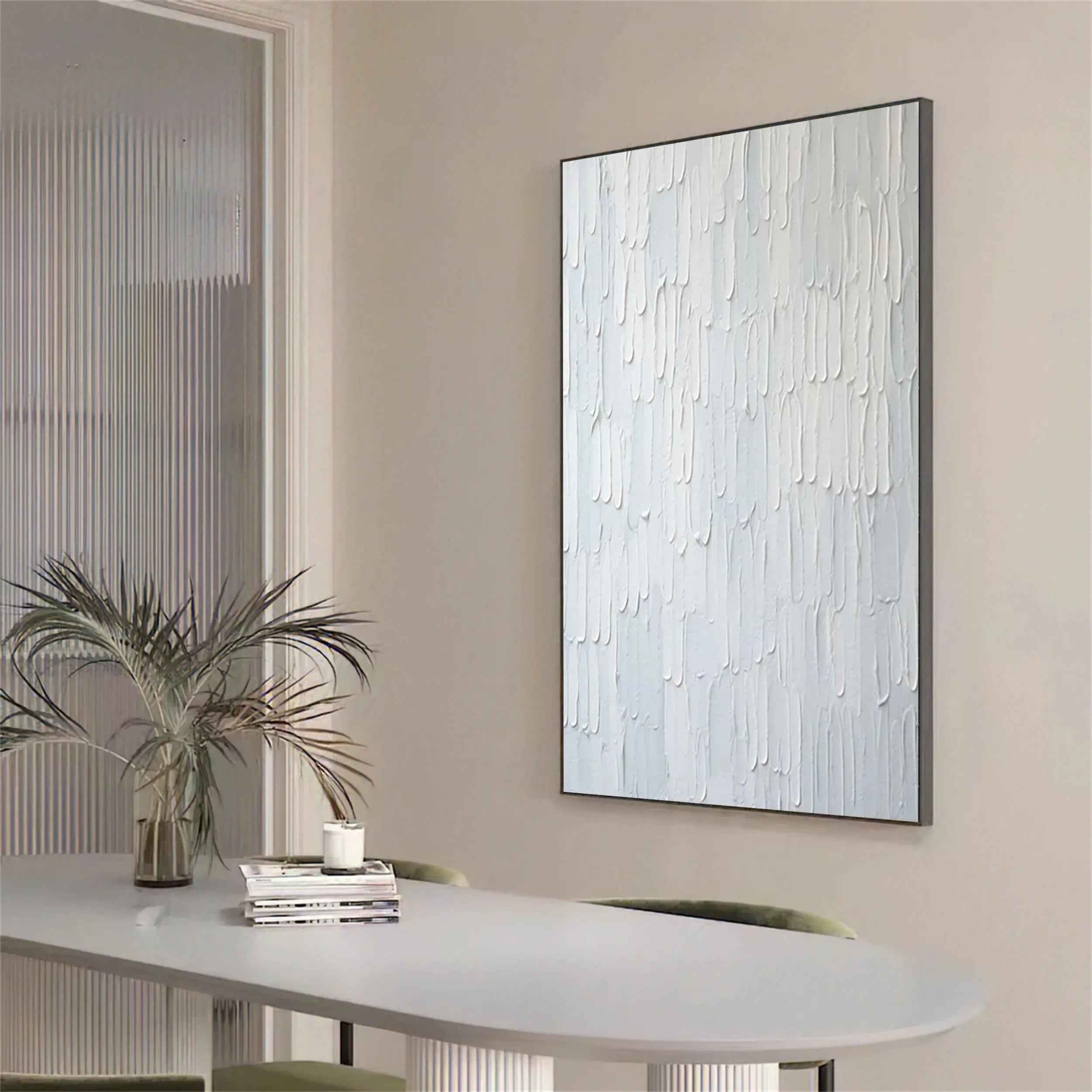 White Minimalist Textured Painting Canvas #MM172