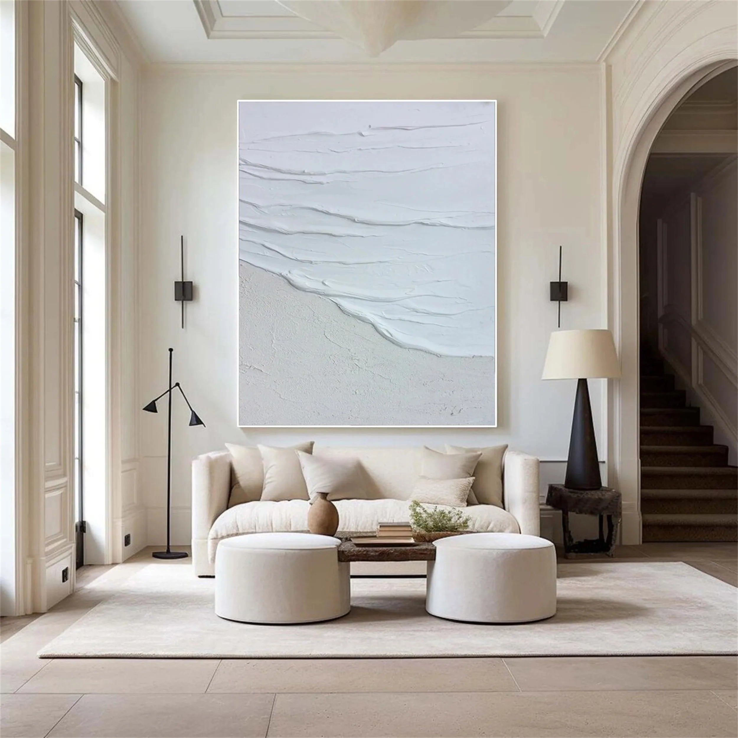 White Minimalist Textured Painting Canvas #MM168