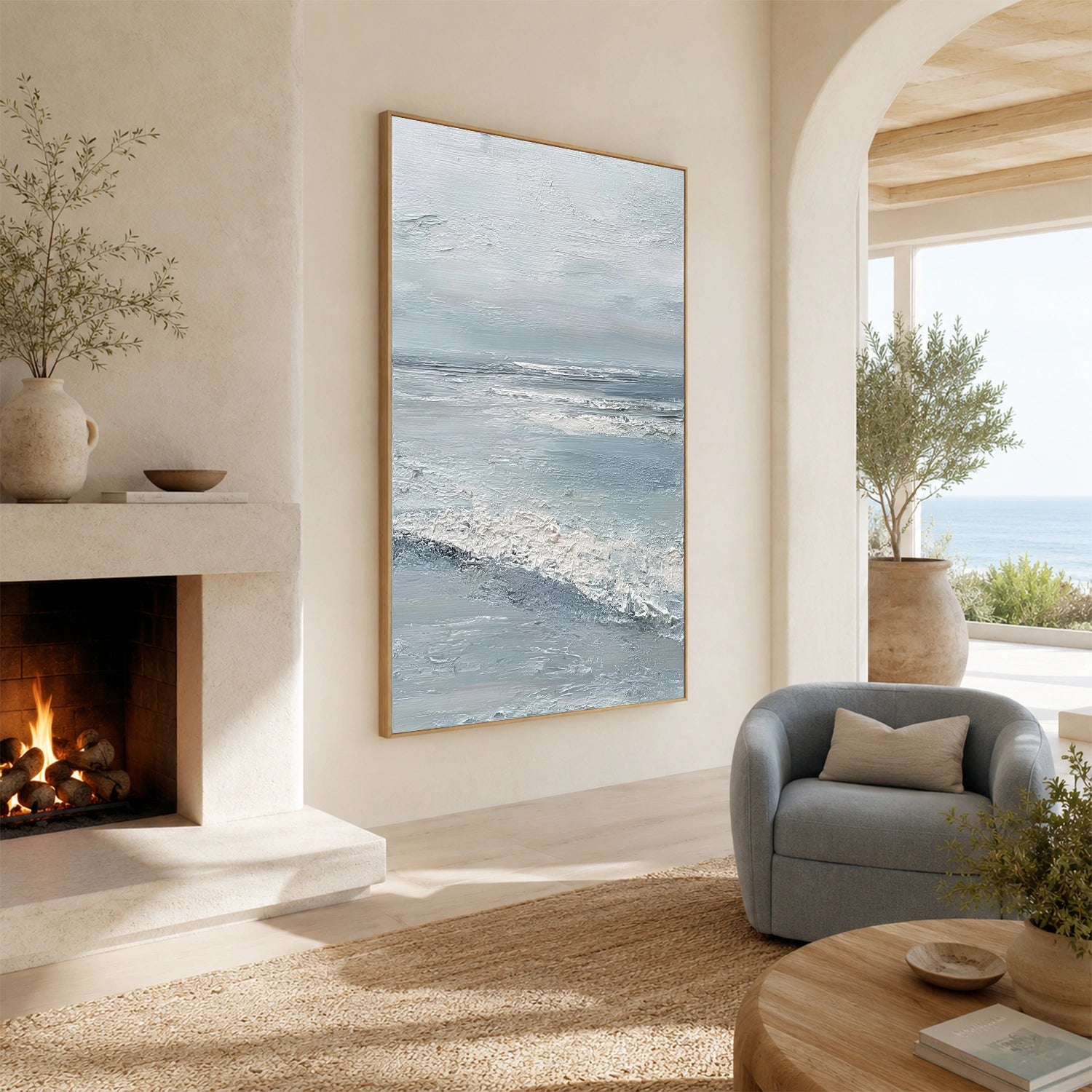 Ocean And Sky Abstract Texture Canvas Art #OS448