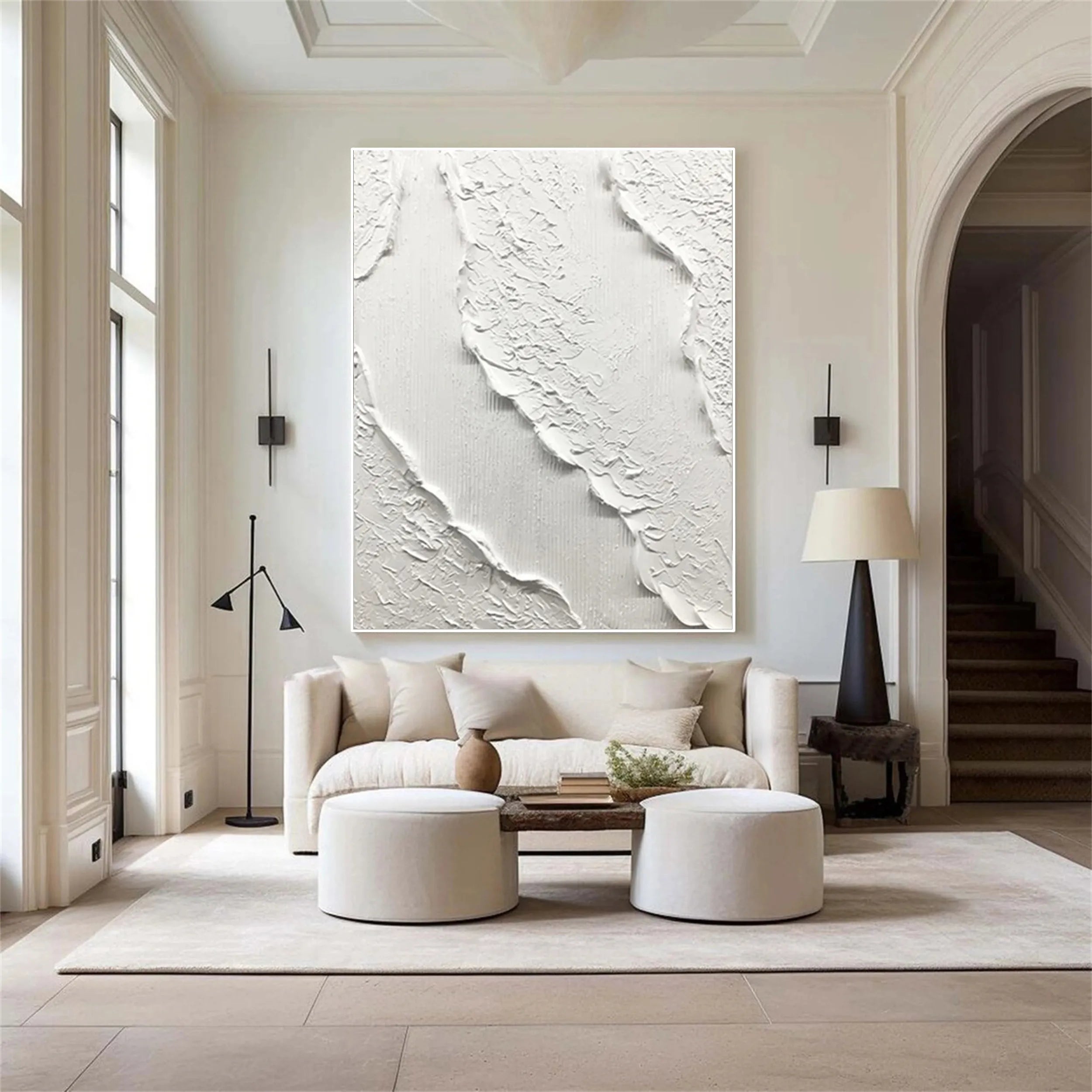 White Minimalist Textured Painting Canvas #MM169