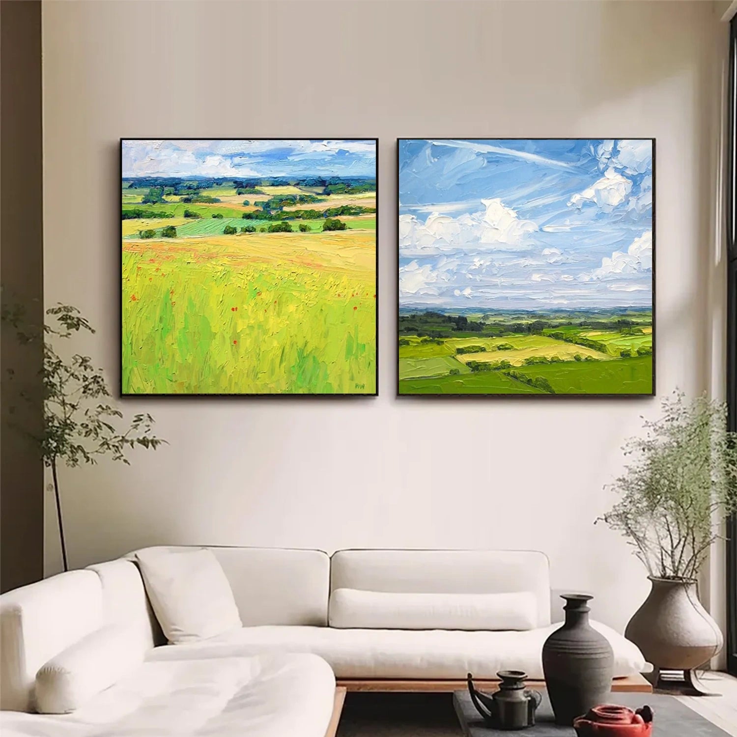 Abstract Urban Squsre Set of 2 Landscape Painting #UL 040