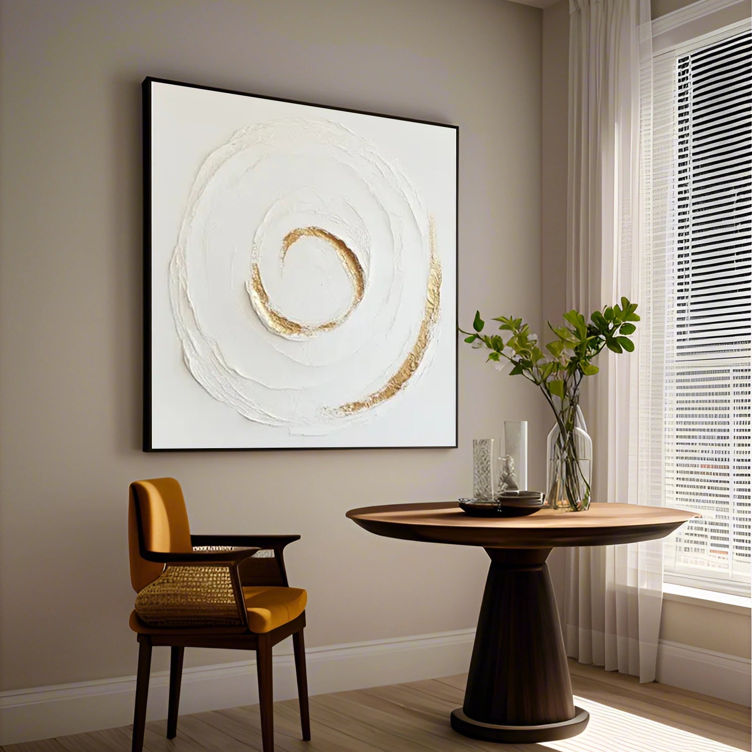White Gold Minimalist Textured Wall Art #MM358