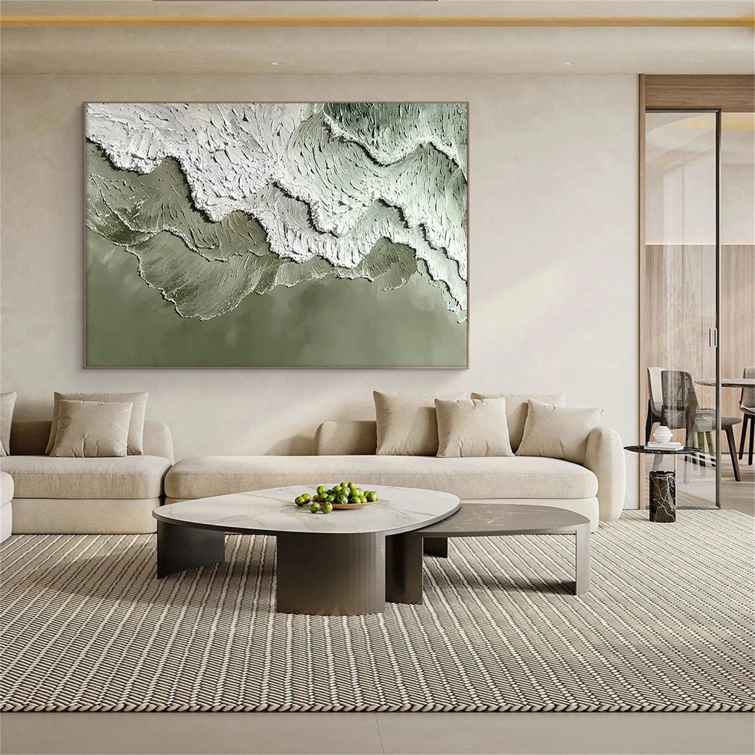 Ocean And Sky Abstract Textured Canvas Art #OS341