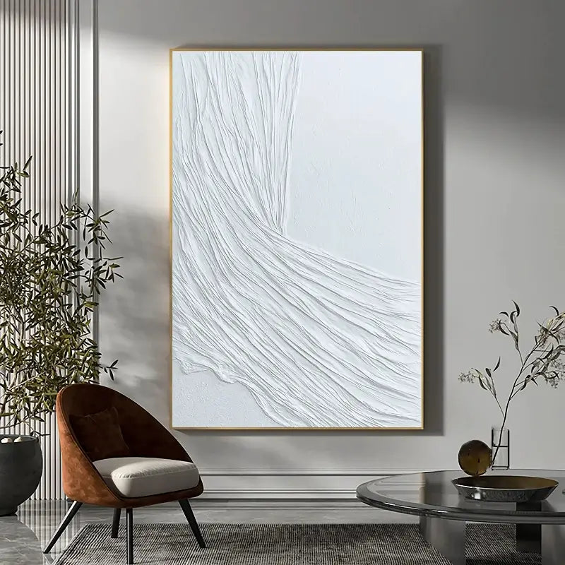White Minimalist Textured Painting Canvas #MM020