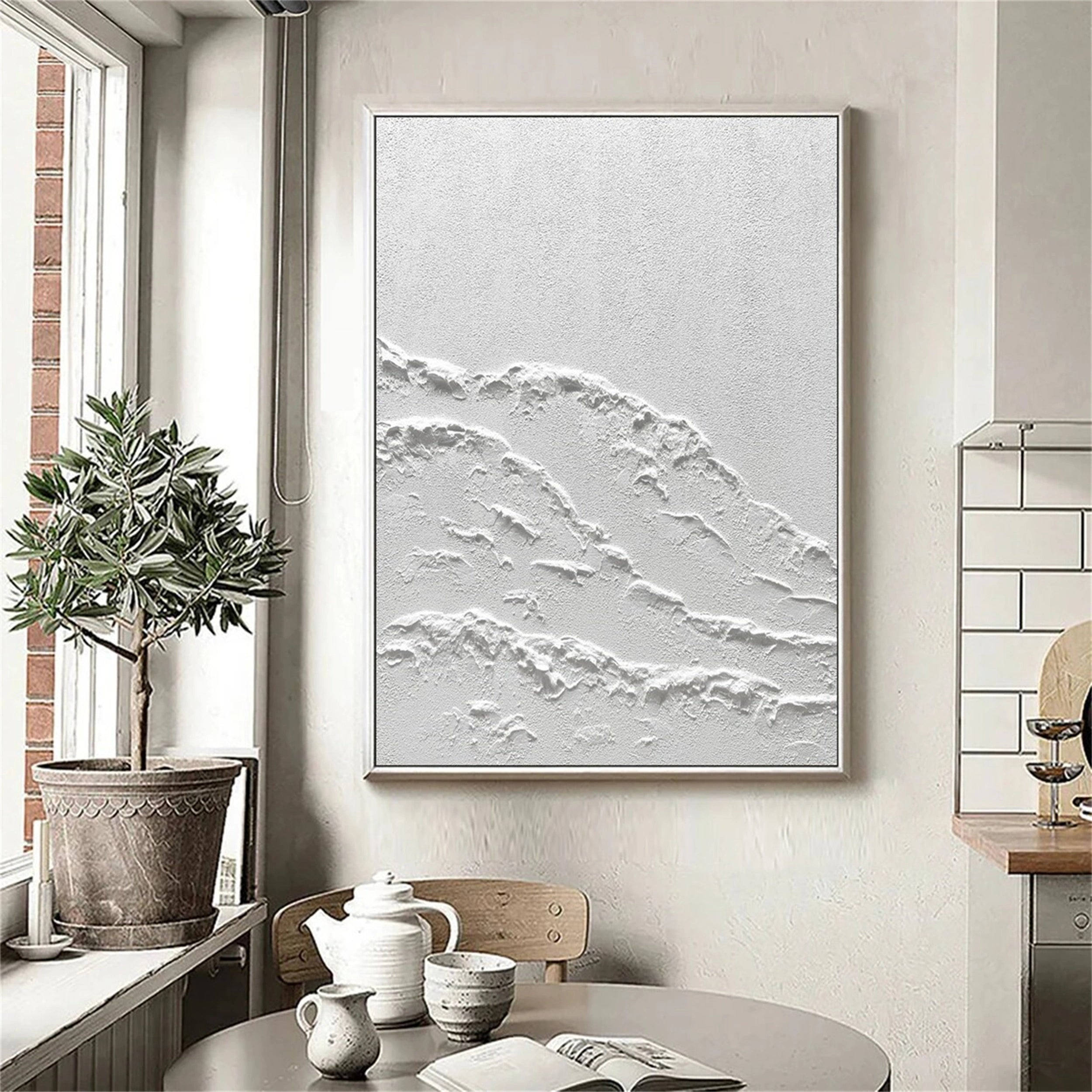 White Minimalist Textured Painting Canvas #MM101