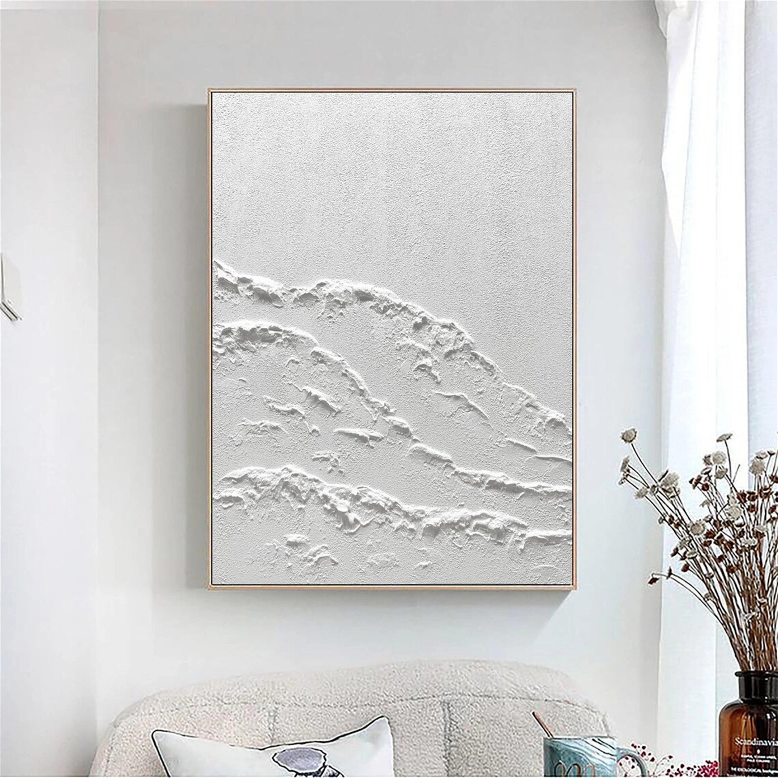 White Minimalist Textured Painting Canvas #MM101