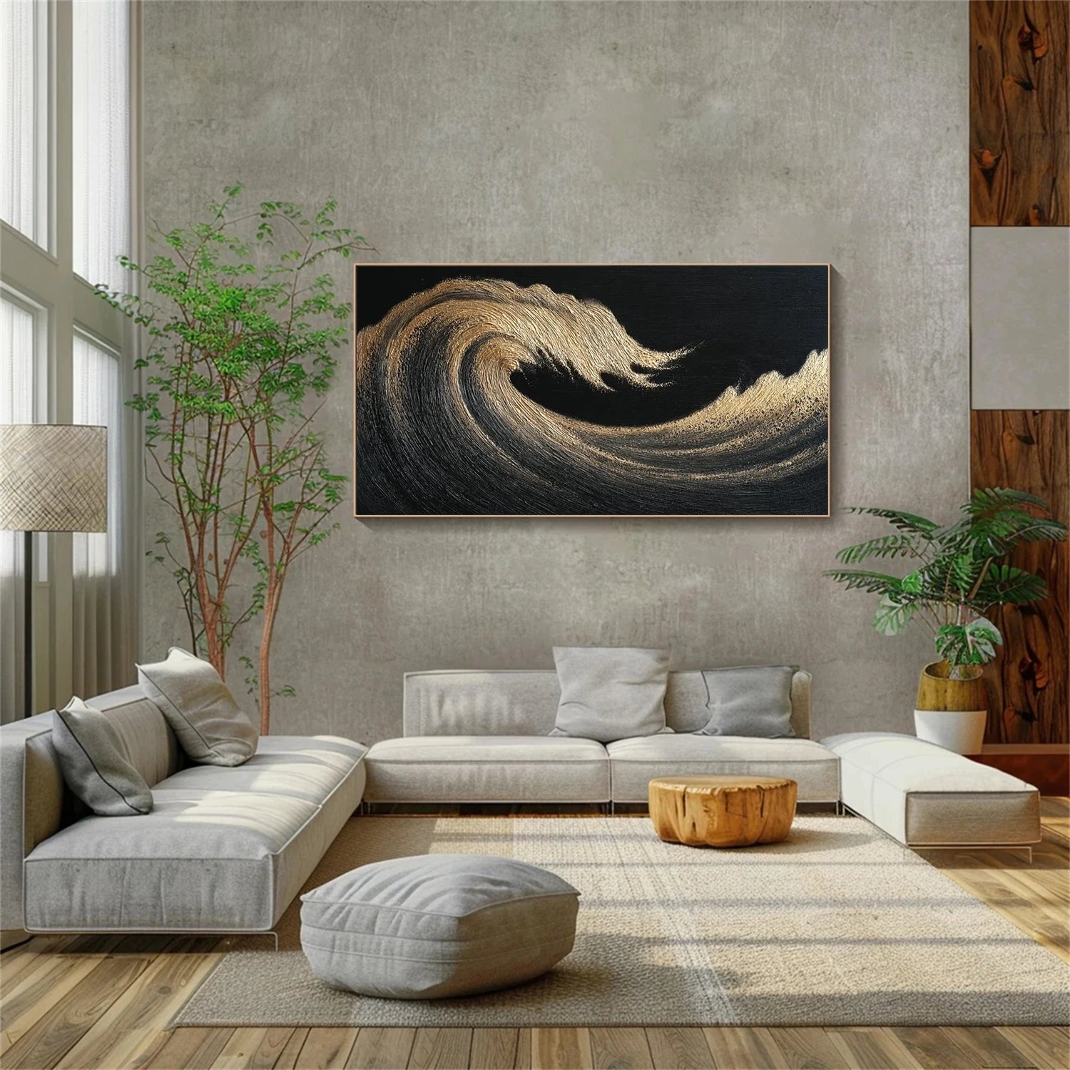 Ocean And Sky Abstract Textured Canvas Art #OS342