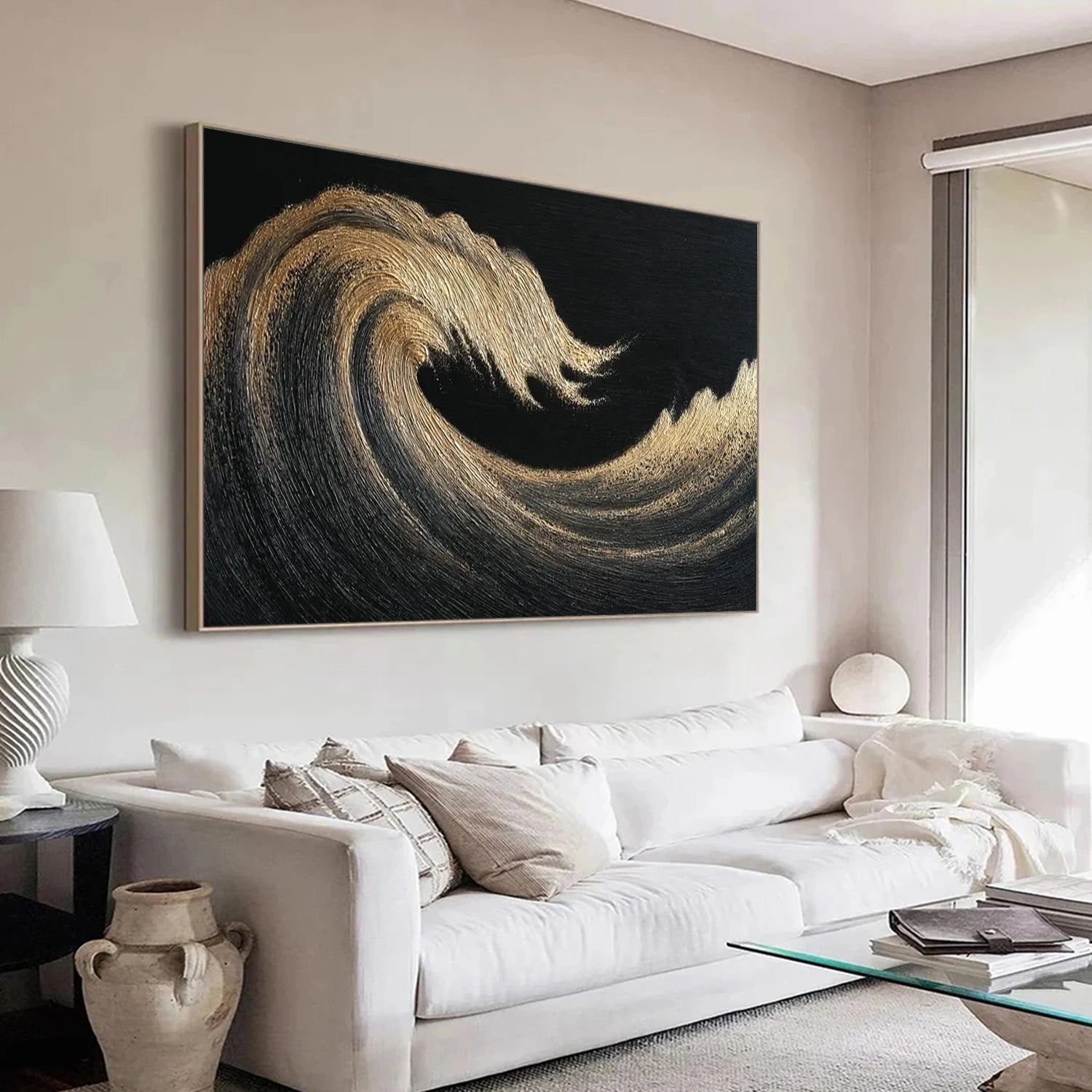 Ocean And Sky Abstract Textured Canvas Art #OS342