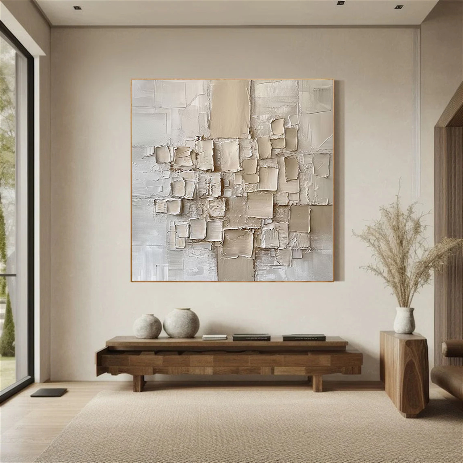 Beige Abstract Textured Wall Art #AB 554
