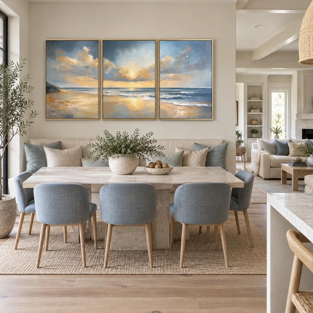 Ocean And Sky Abstract Canvas Art Set of 3 #OS479