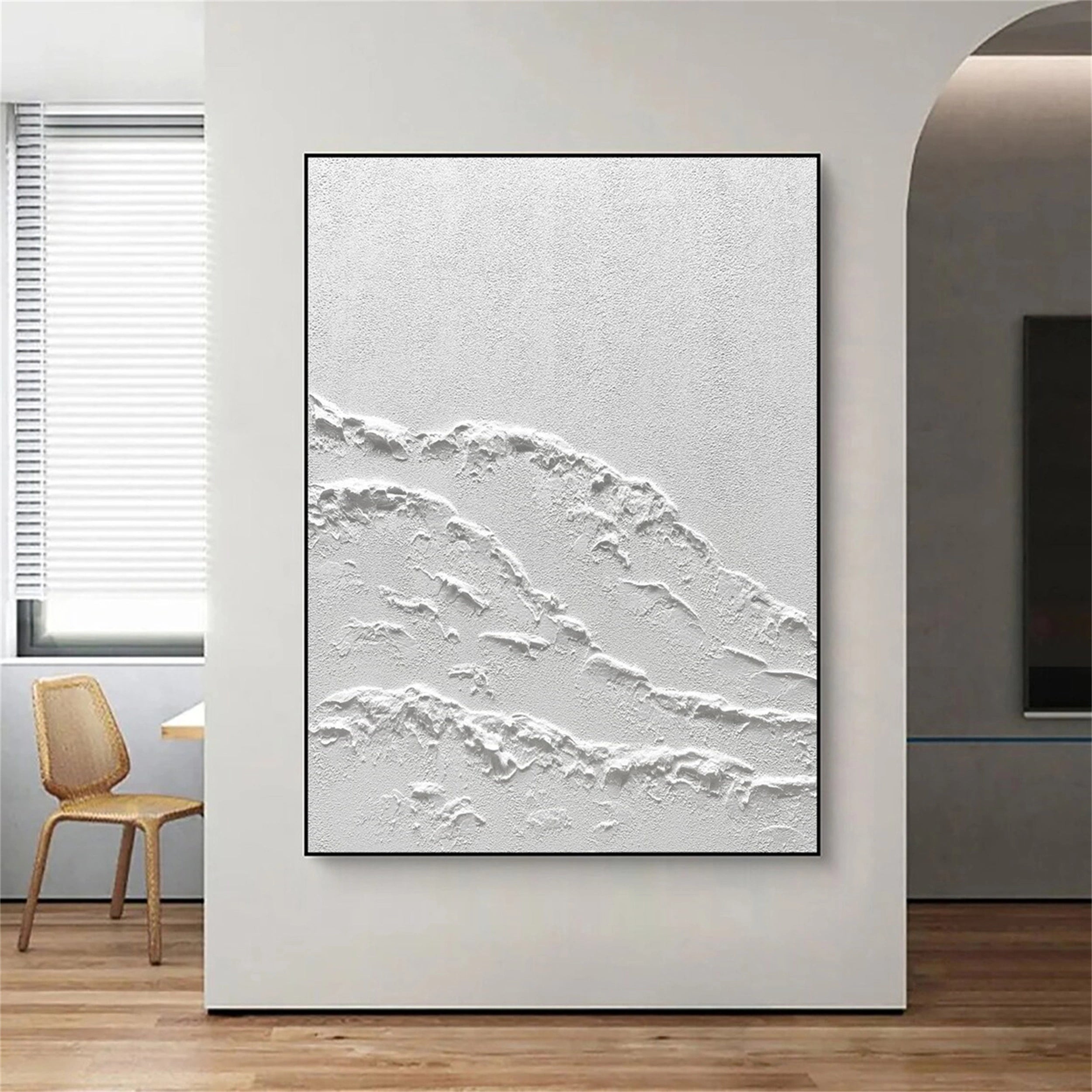White Minimalist Textured Painting Canvas #MM101