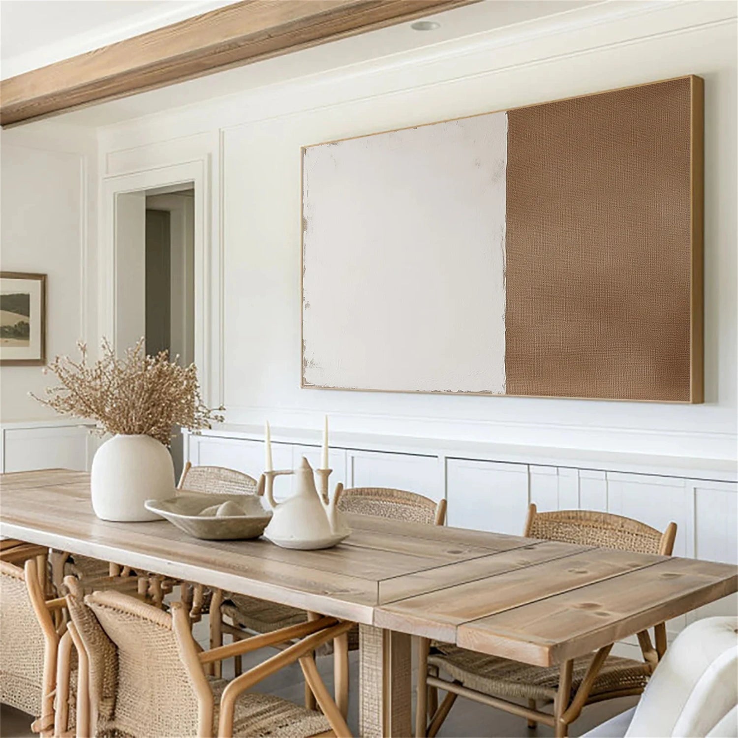 White & Brown Minimalist Texture Wall Art #MM364