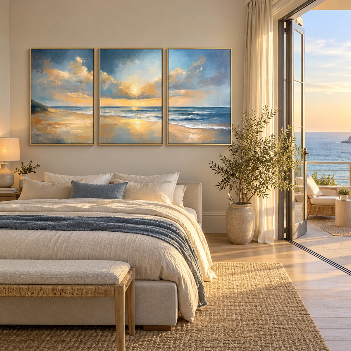 Ocean And Sky Abstract Canvas Art Set of 3 #OS479