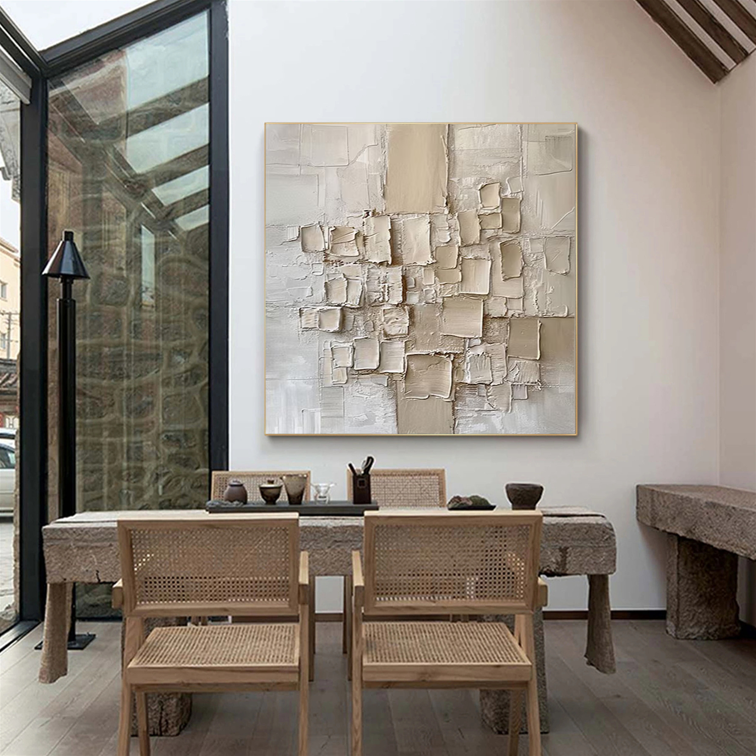 Beige Abstract Textured Wall Art #AB 554
