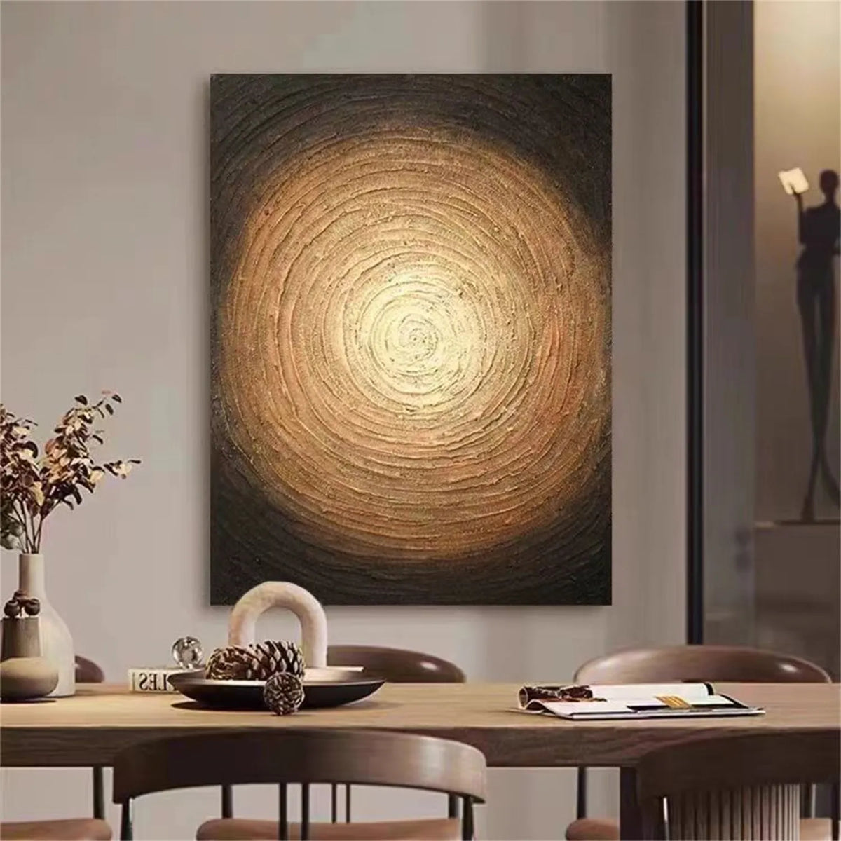 Beige Wabi Sabi Wall Art Black Beige Abstract Painting Large Black ...