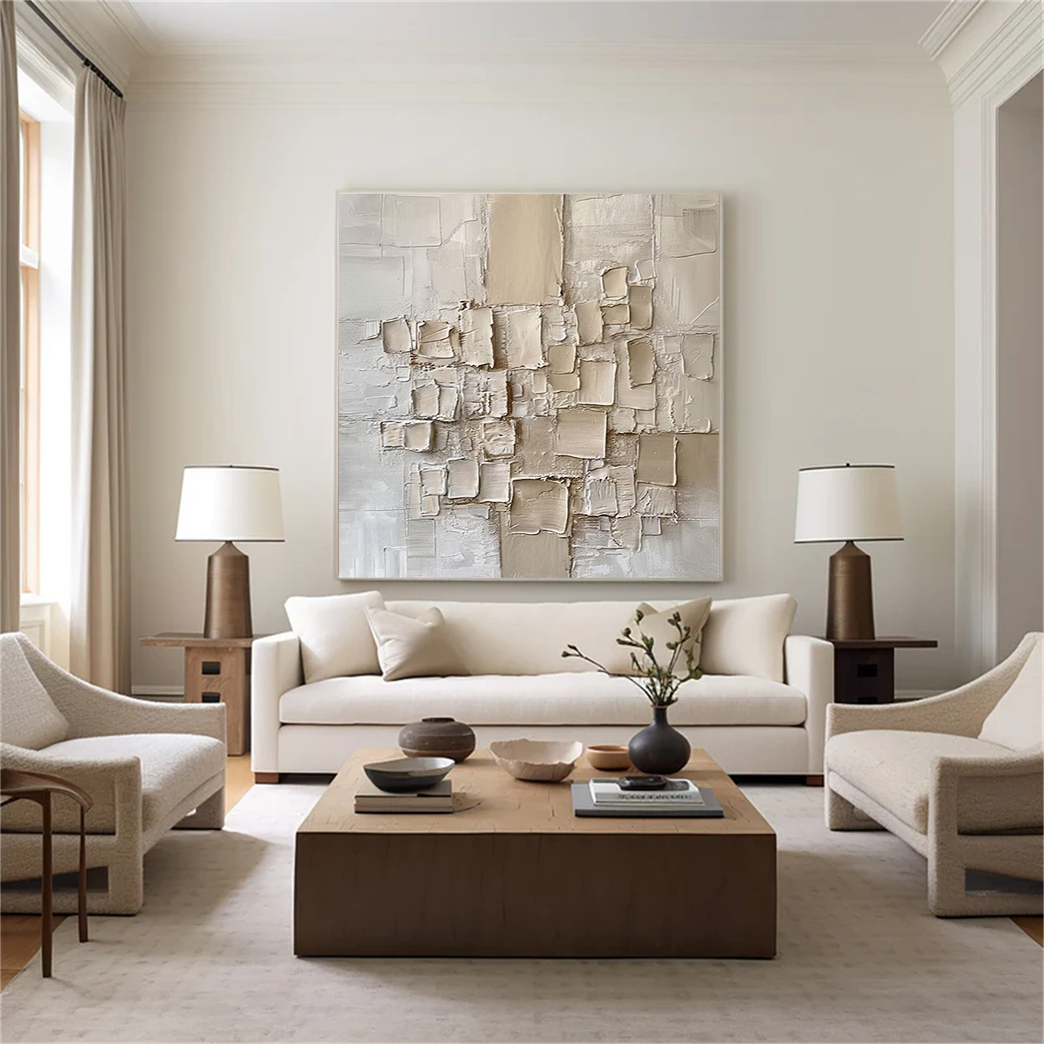 Beige Abstract Textured Wall Art #AB 554