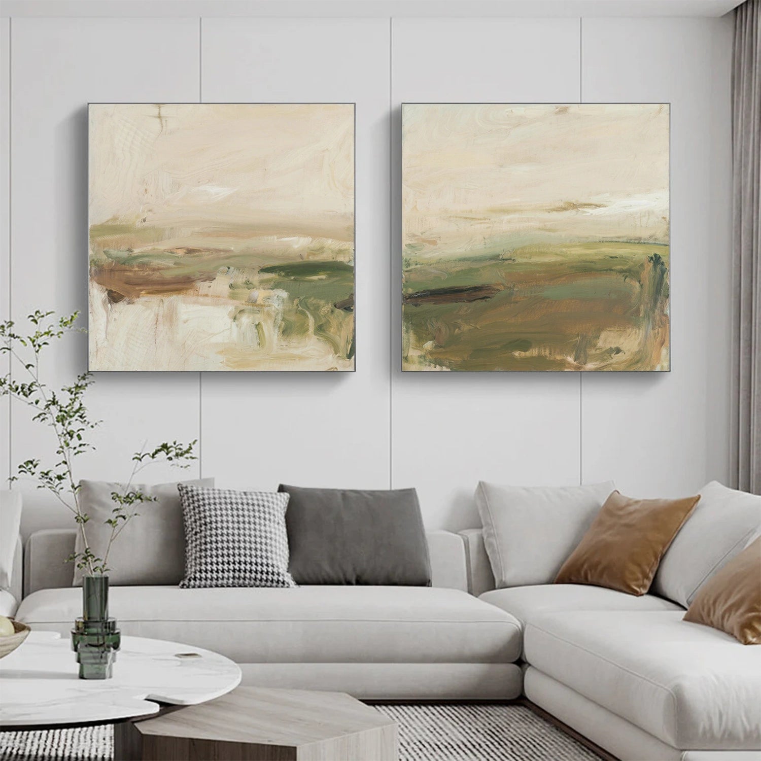 Abstract Textured Square Set of 2 Wall Art #AB 536