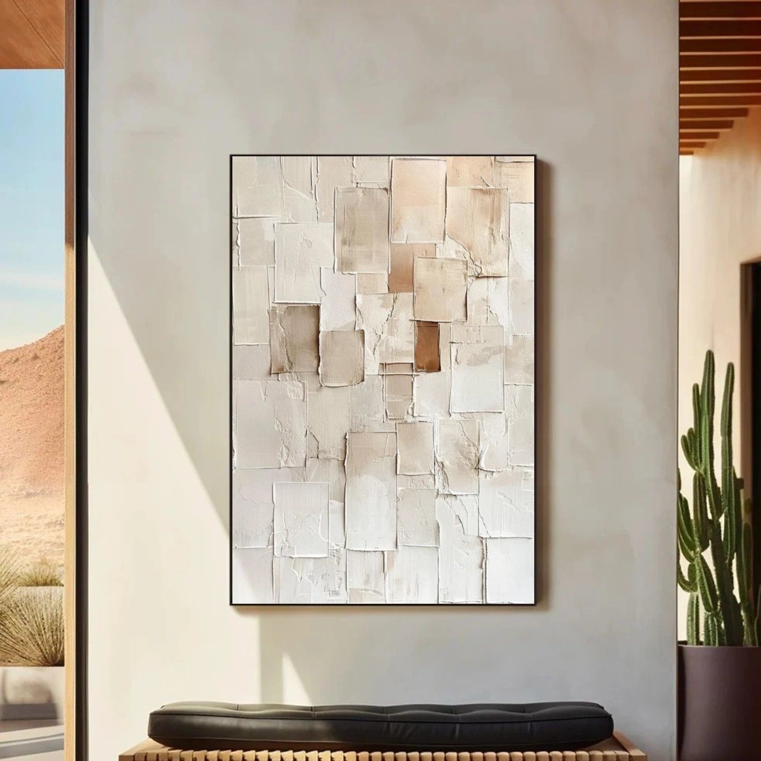 Beige Abstract Textured Wall Art #AB 548