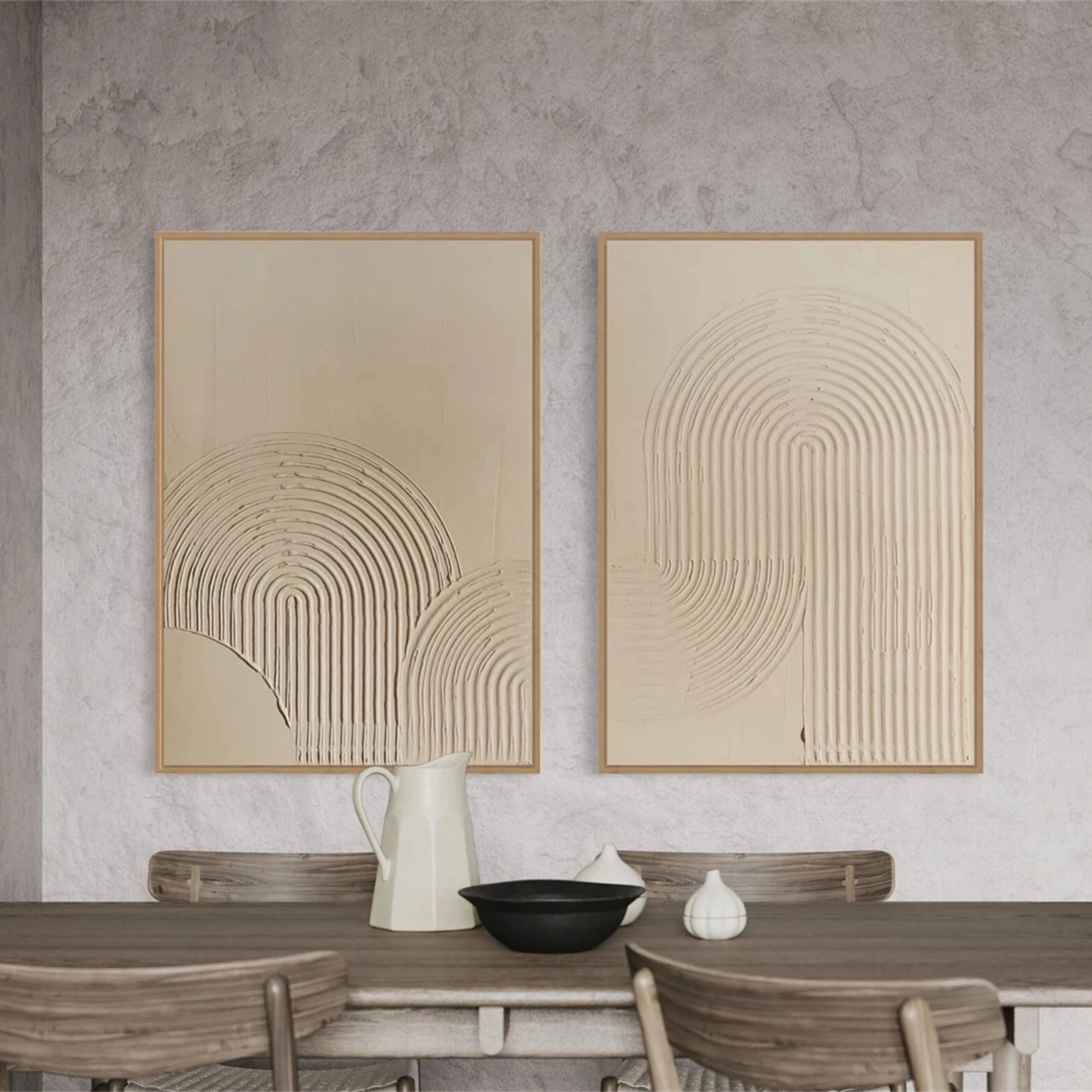 Beige & Brown Abstract Set of 2 #BB092