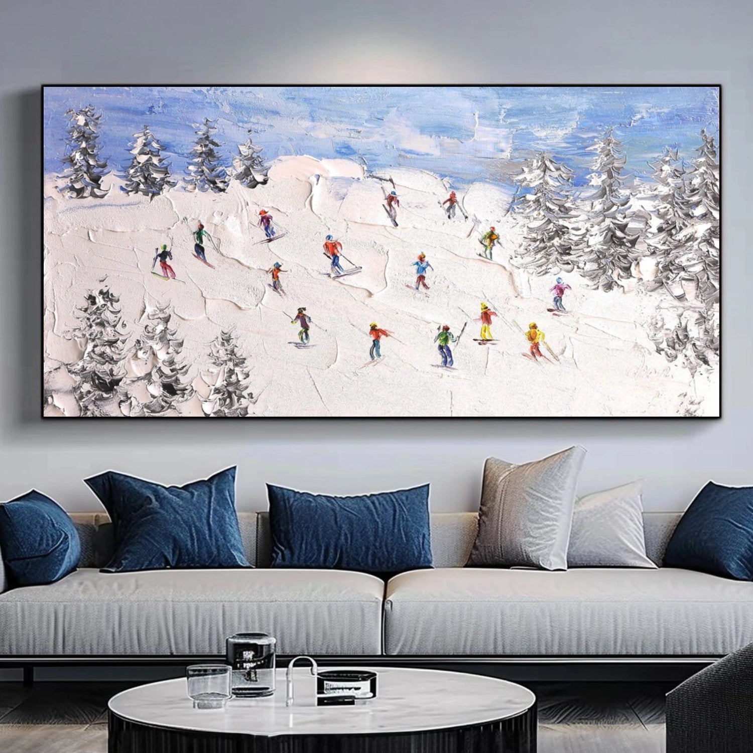Skiing Sport Art Textured Painting Canvas # SA047