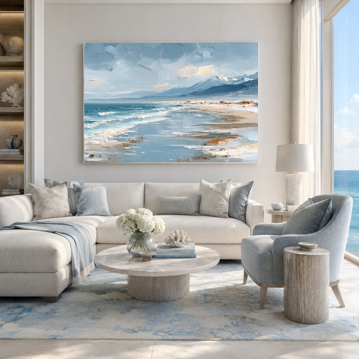Ocean And Sky Abstract Texture Canvas Art #OS488