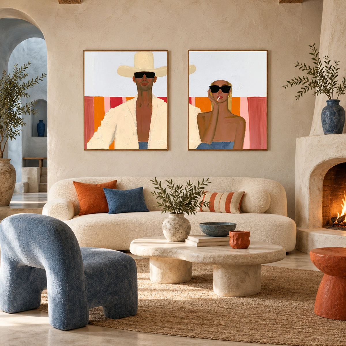 Abstract Portrait Wall Art Square Set of 2 #PT101