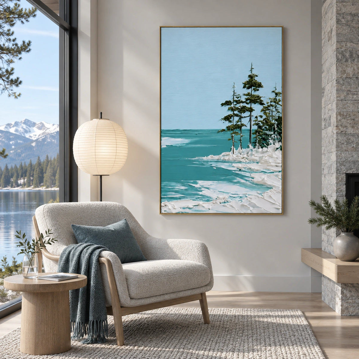 Ocean And Sky Abstract Canvas Art #OS472