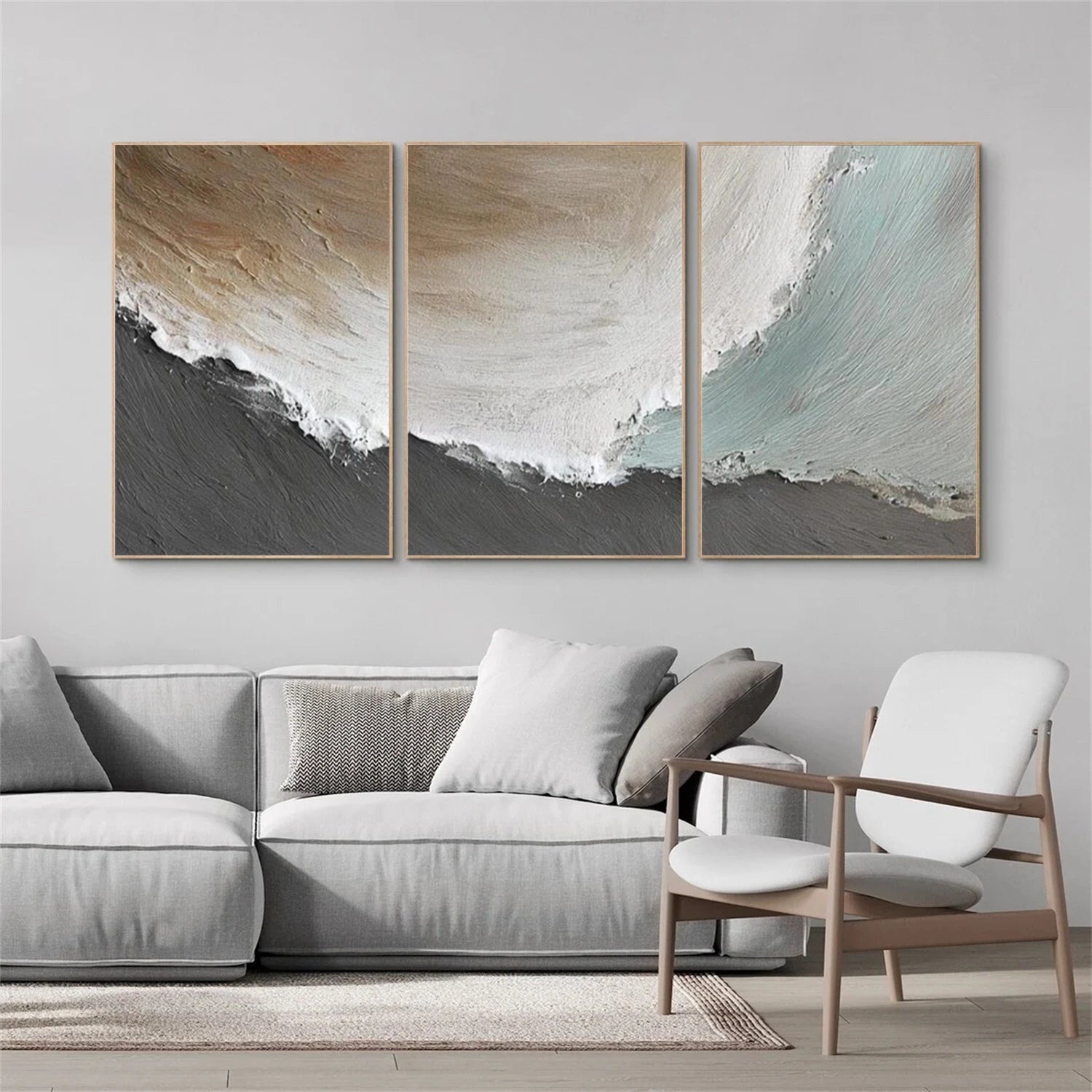 Ocean And Sky Abstract Texture Canvas Art Set of 3 #OS382