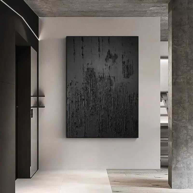 Black Minimalist Textured Wall Art #MZ010