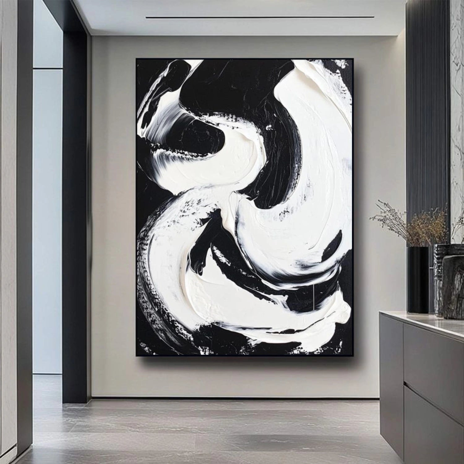 Black & White Minimalist Textured Canvas #MM387