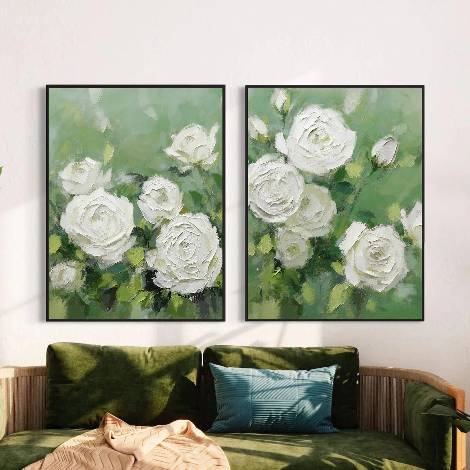Flower & Tree Abstract Texture Canvas Art Set of 2 #FT 320