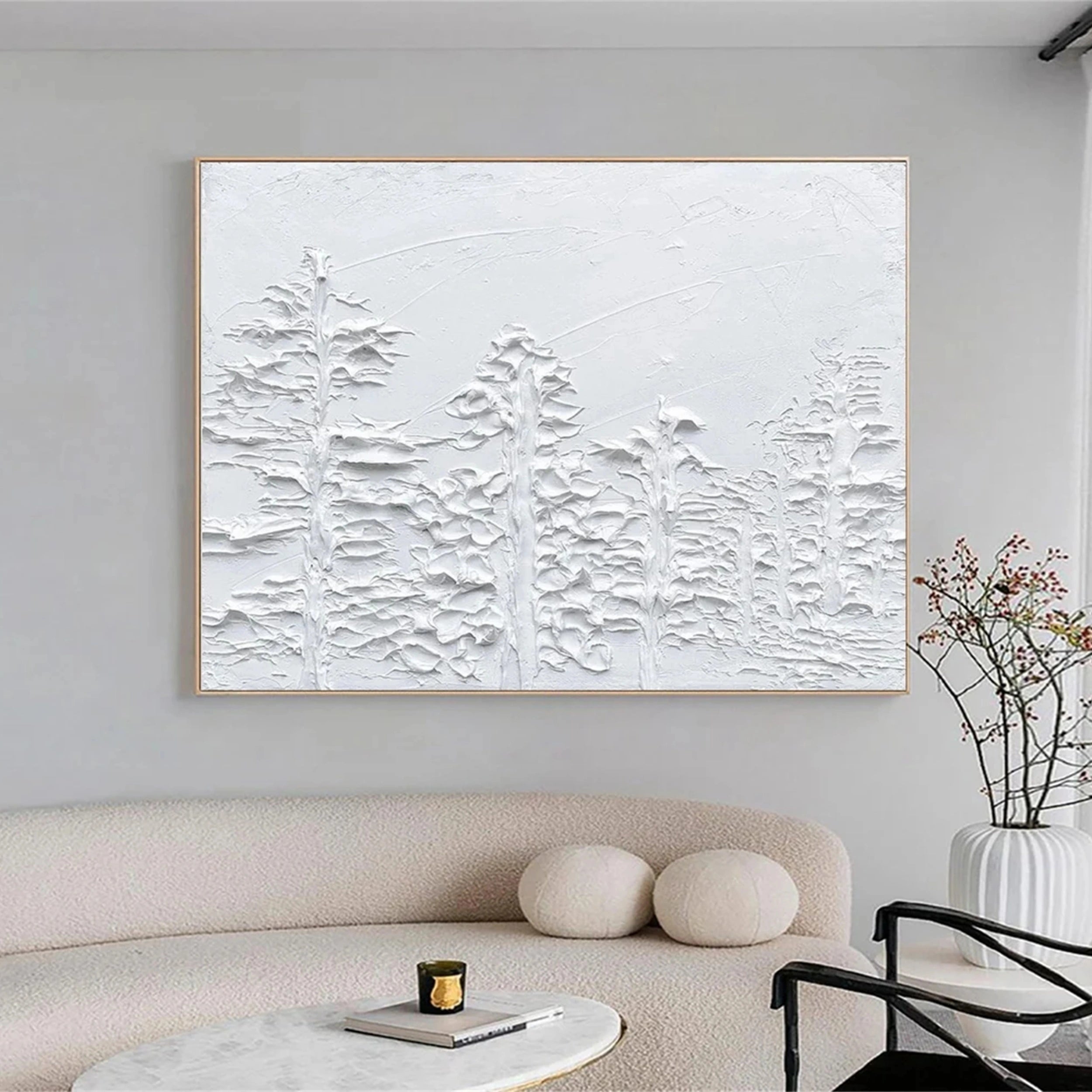 White Minimalist Textured Painting Canvas #MM121