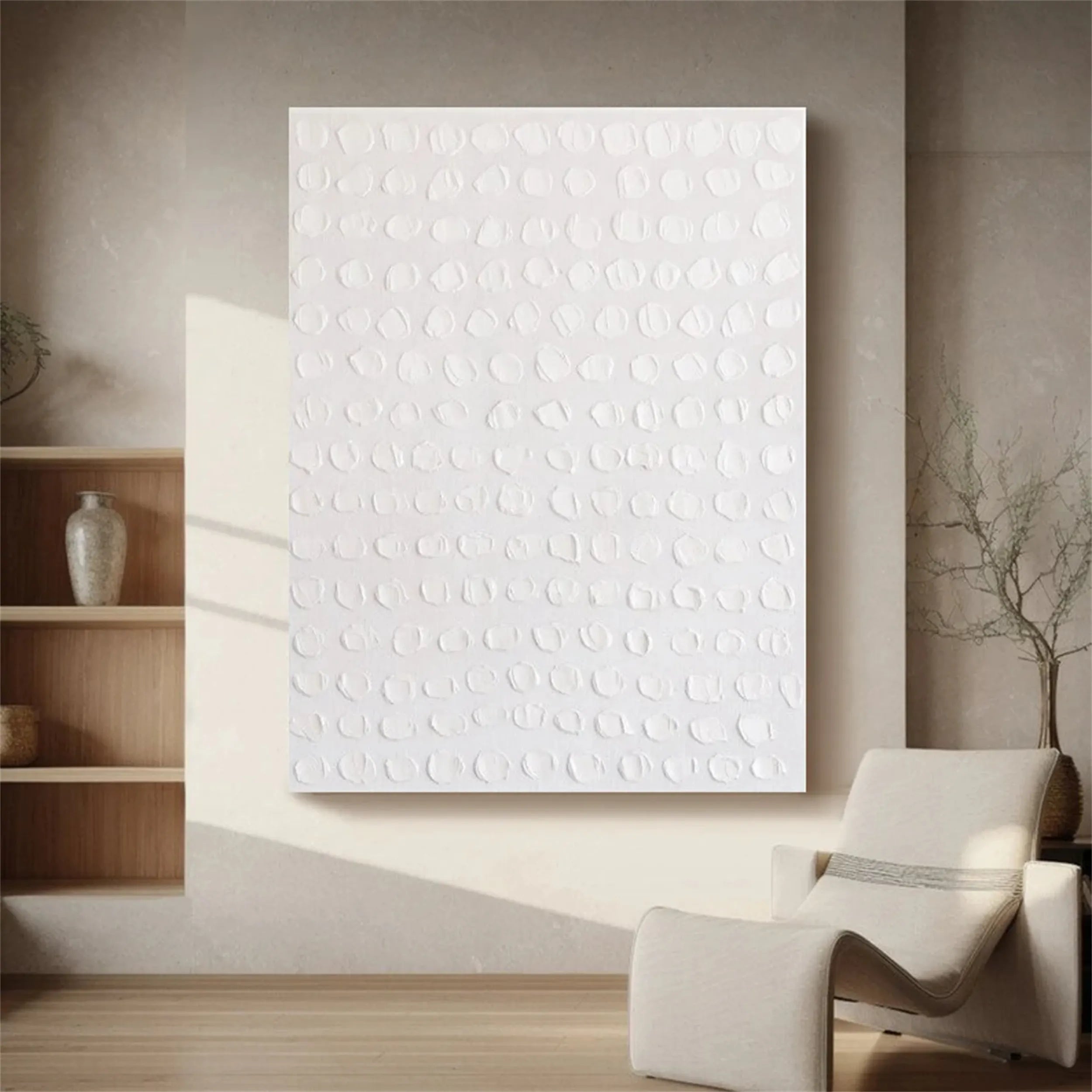 White Minimalist Textured Painting Canvas #MM199