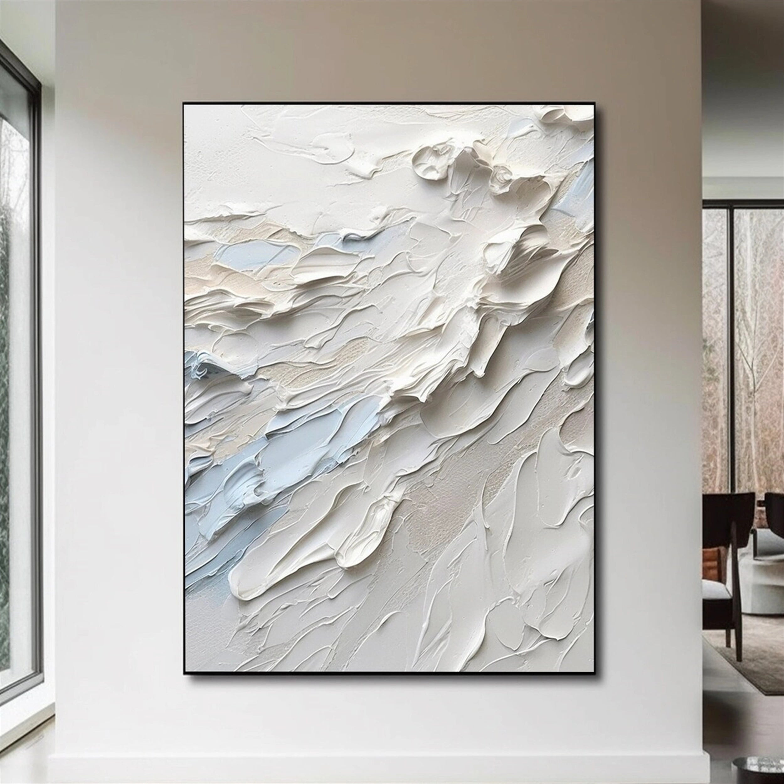 White Minimalist Textured Painting Canvas #MM154