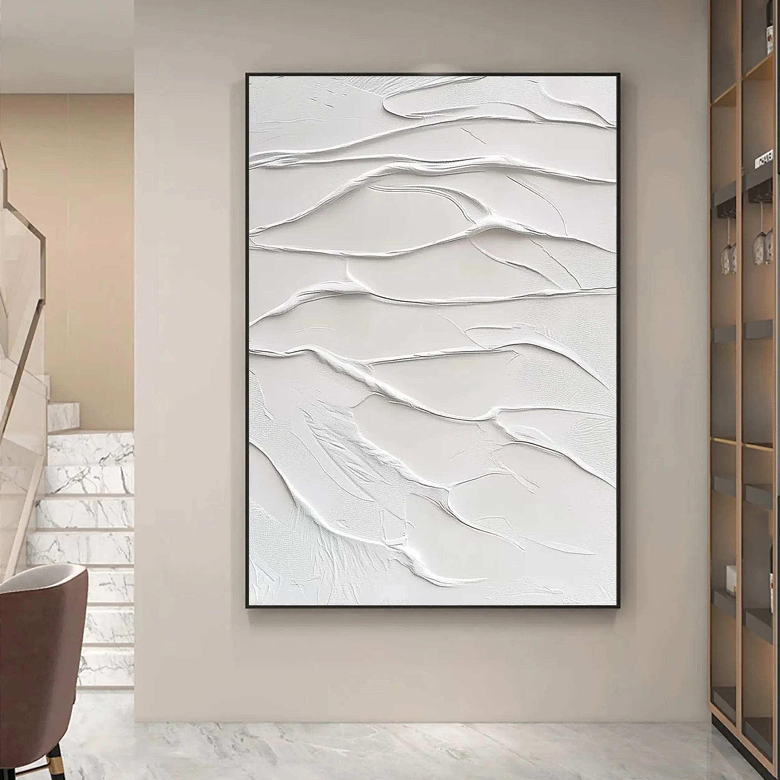 White Minimalist Textured Painting Canvas #MM191