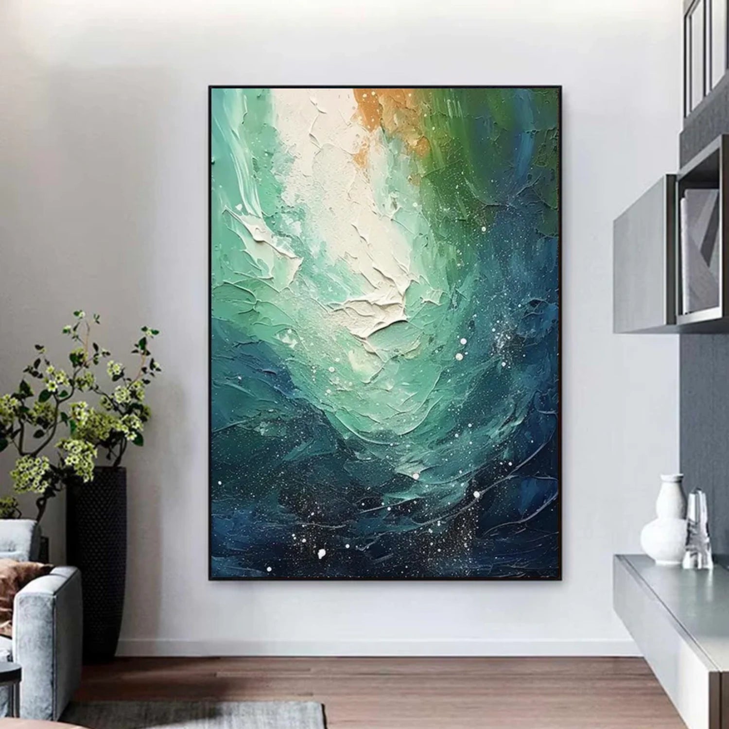 Ocean And Sky Abstract Textured Canvas Art #OS337