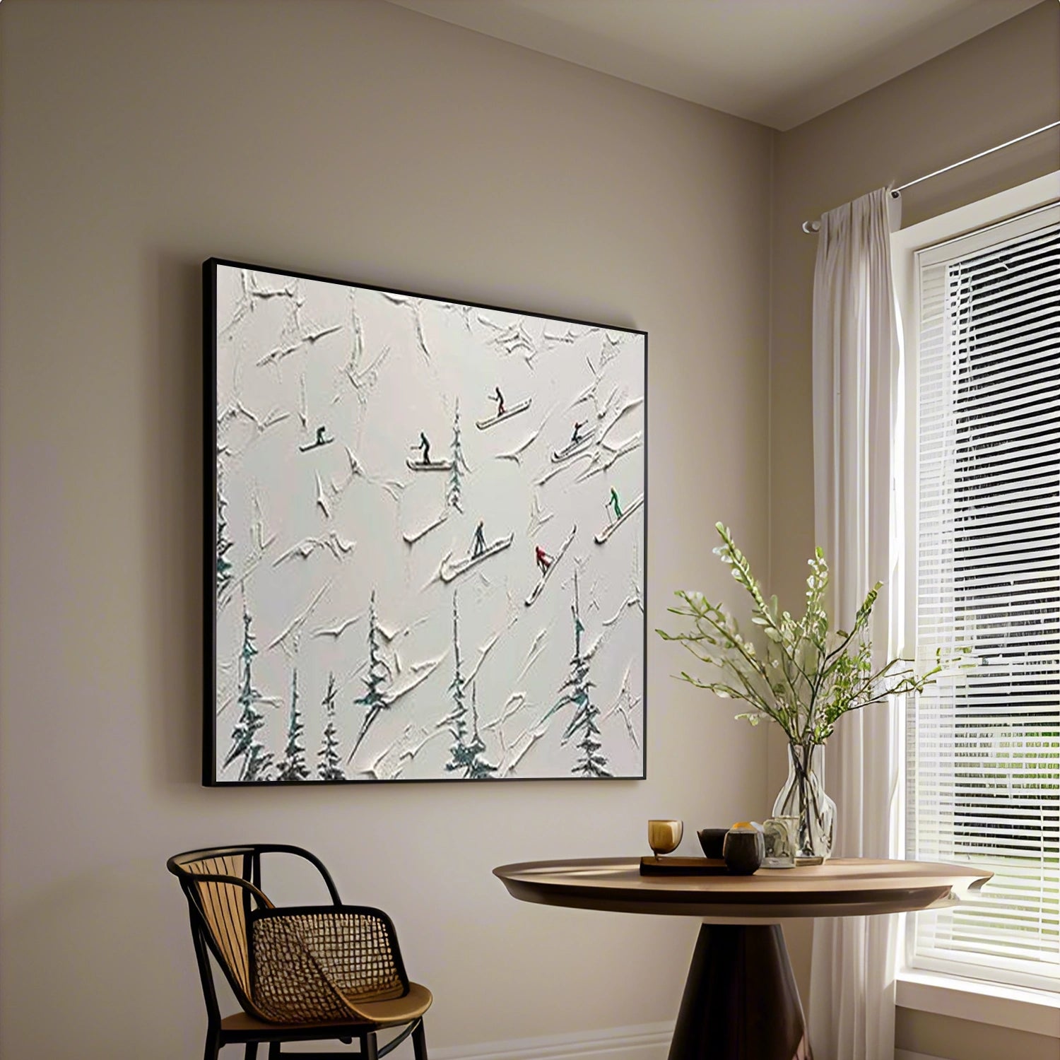 Skiing Sport Art Textured Painting Canvas # SA068