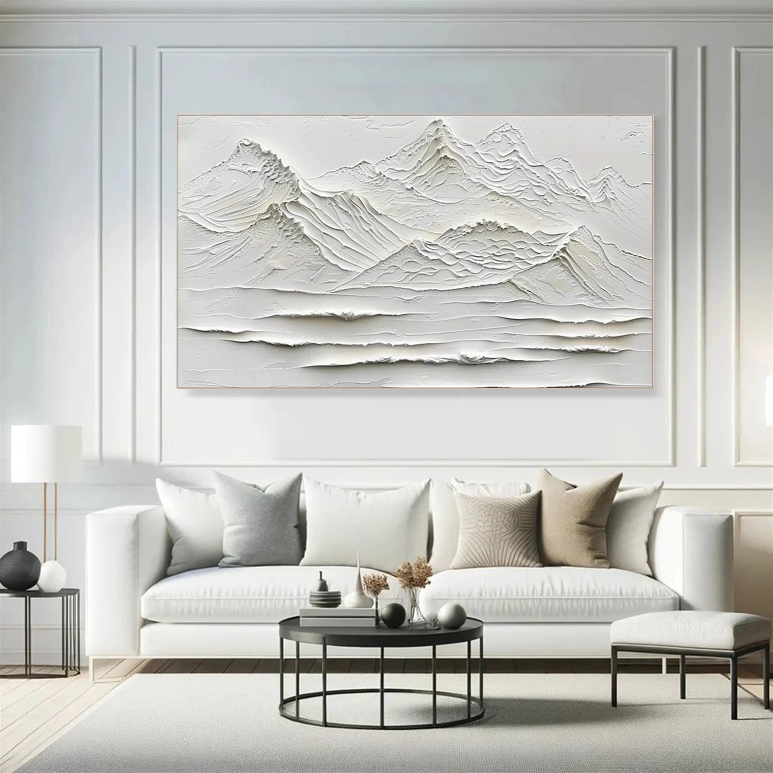 White Minimalist Textured Painting Canvas #MM247