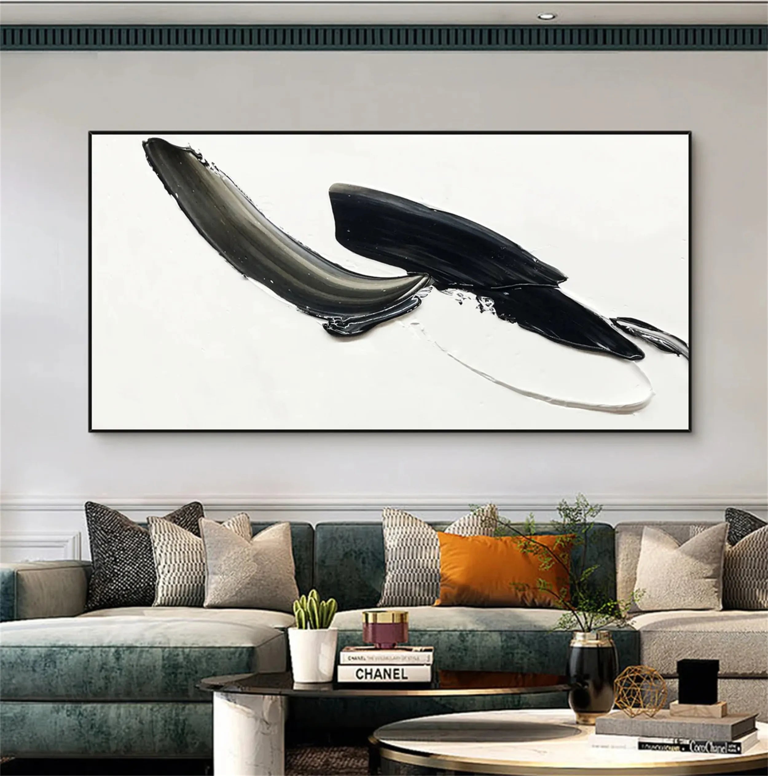 White & Black Minimalist Textured Painting Canvas #MM210