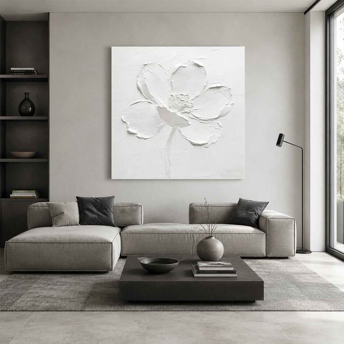 White Flower & Tree Abstract Texture Canvas #FT 431