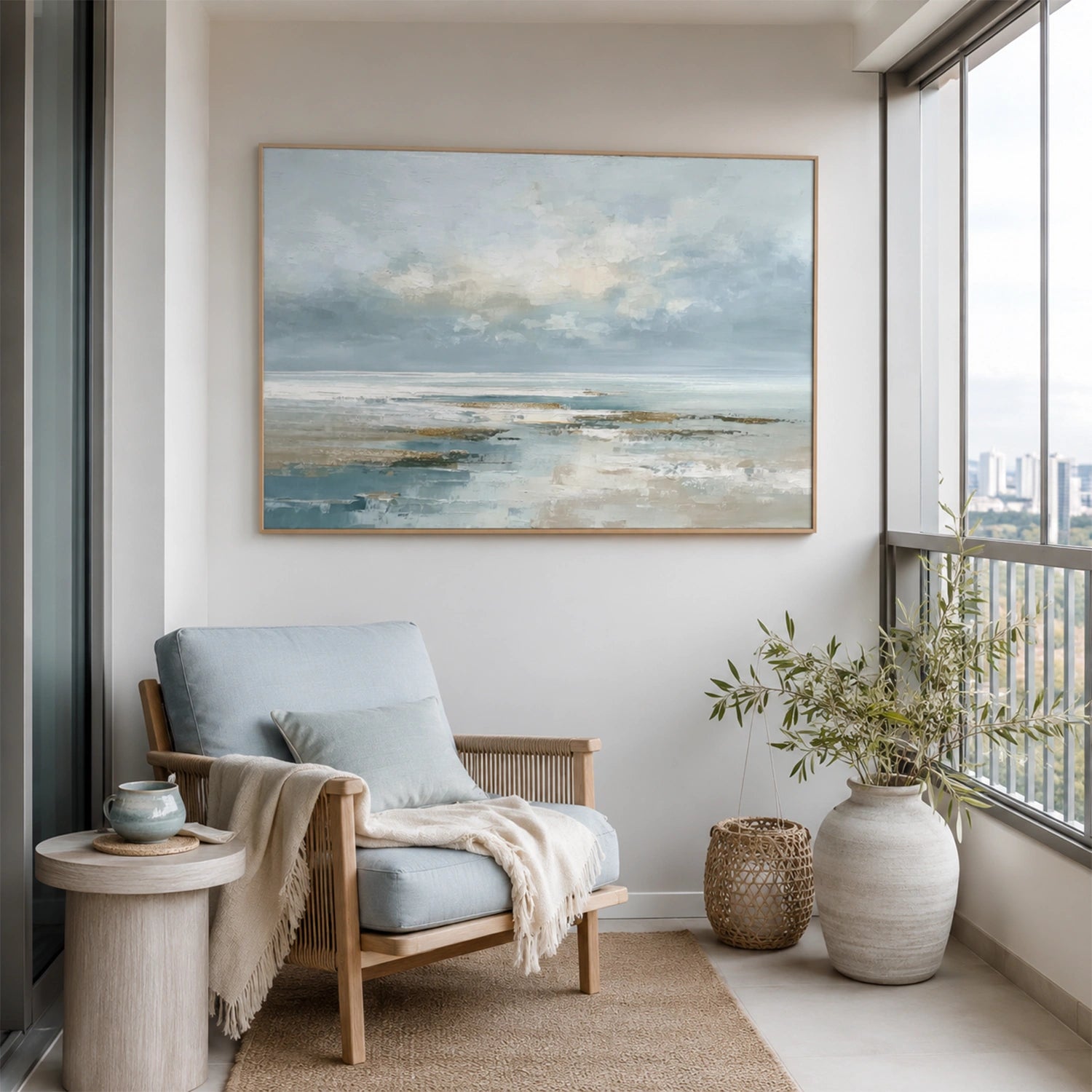 Ocean And Sky Abstract Texture Canvas Art #OS442