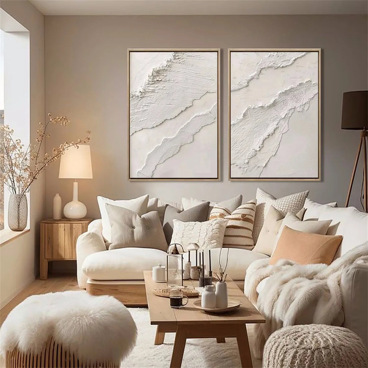 Plaster Art Minimalist Textured Paintings Set of 2 #MM277