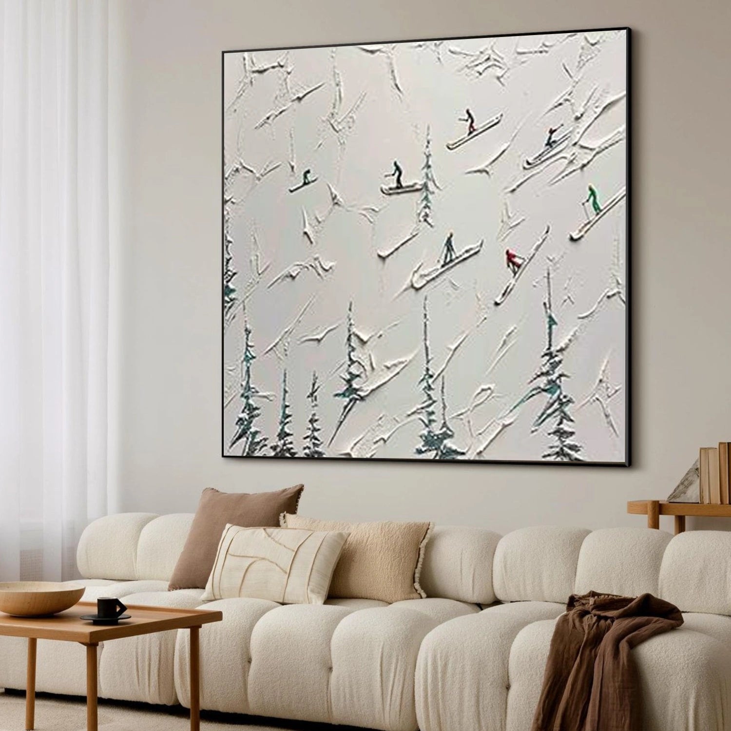 Skiing Sport Art Textured Painting Canvas # SA068